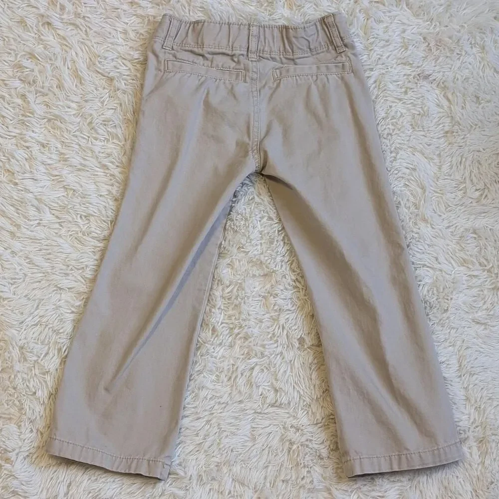 Old Navy Boys Size 4T Beige Khaki Cotton Uniform Straight Leg Pants Trousers